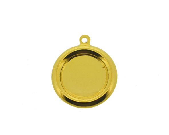 Caixa pingente redondo banho ouro 18k - 15x10 mm (un) FL-556